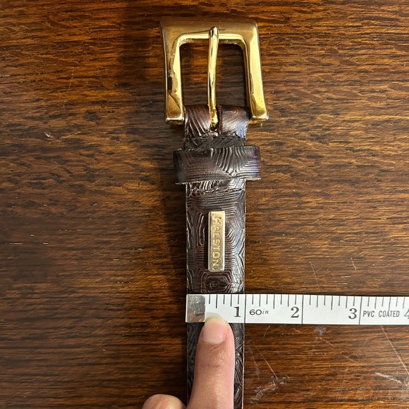 HALSTON Monogram Womens Designer Luxury textured leather Belt - Picture 8 of 9